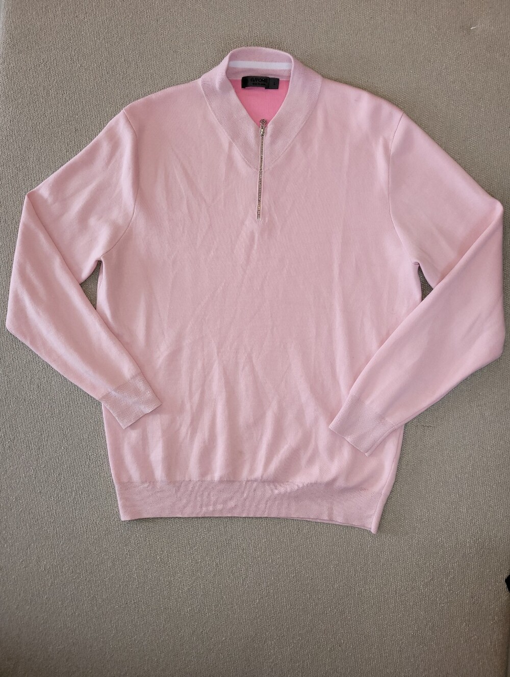 G/Fore Size Large Mens Golf Sweater Sleeve 1/4 Zip Pink Wool Polyester MSRP $250